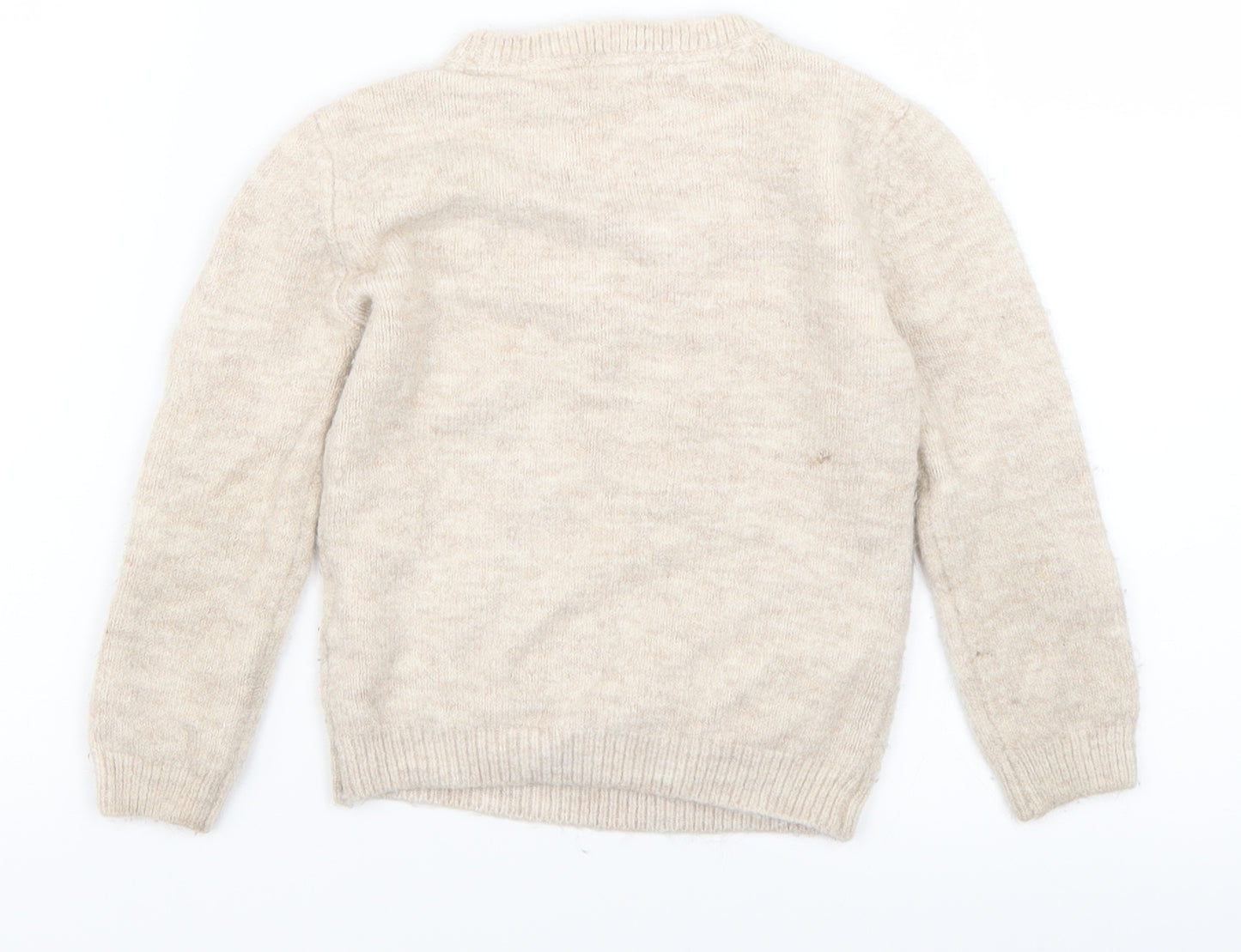 Primark Girls Beige  Knit Pullover Jumper Size 4-5 Years  - Rabbit
