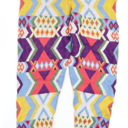 Topshop Womens Purple Geometric Knit Jogger Trousers Size 12 L26 in