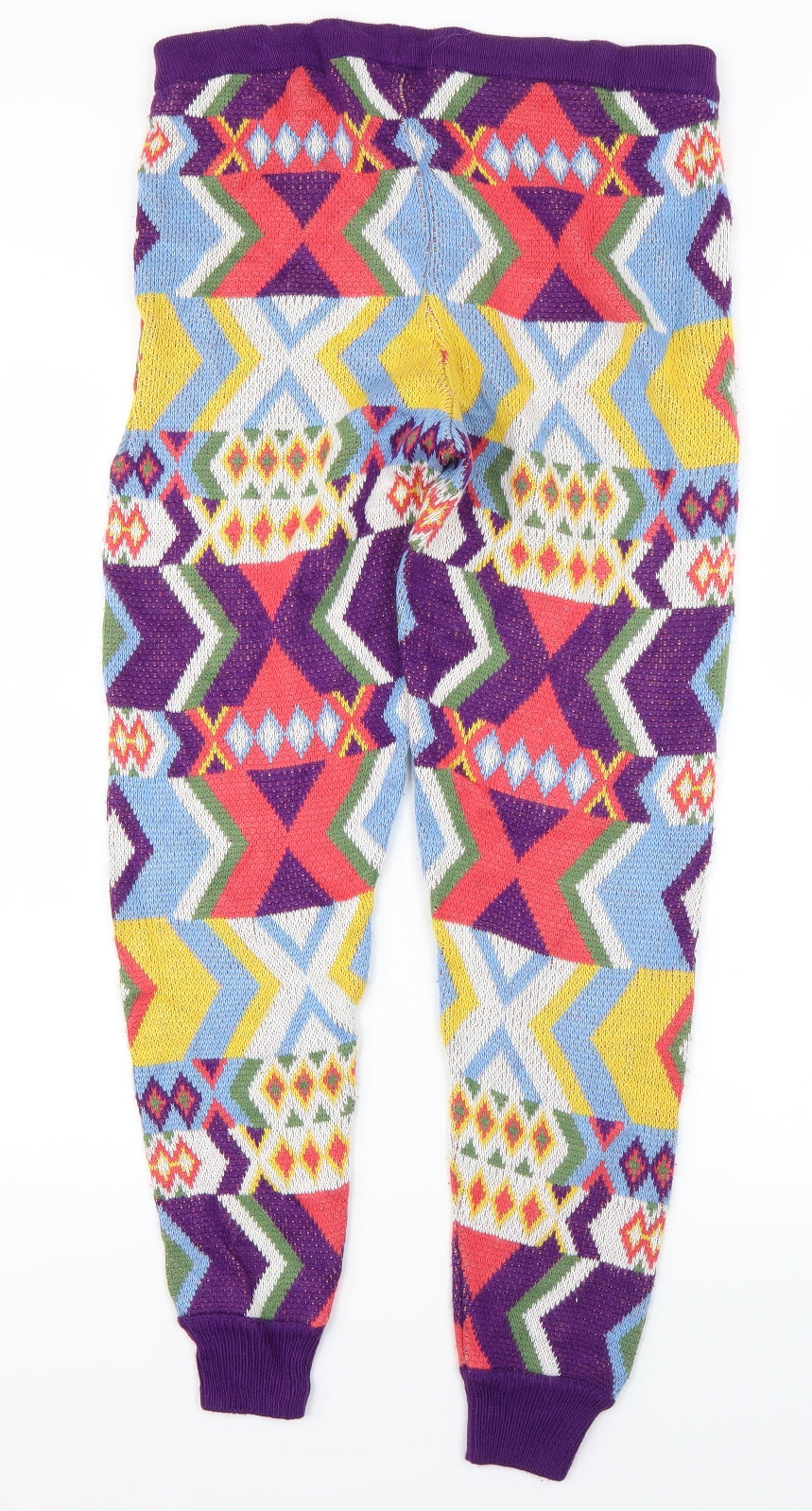 Topshop Womens Purple Geometric Knit Jogger Trousers Size 12 L26 in