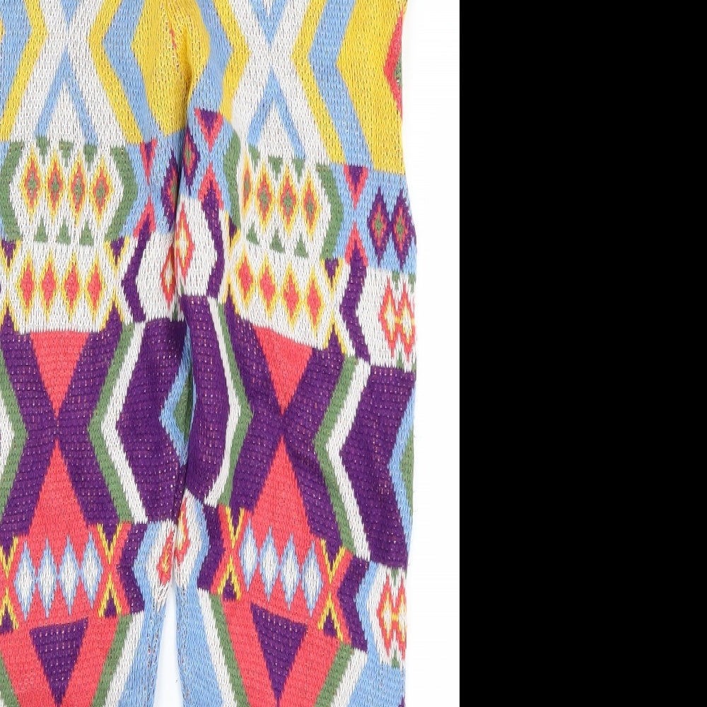 Topshop Womens Purple Geometric Knit Jogger Trousers Size 12 L26 in