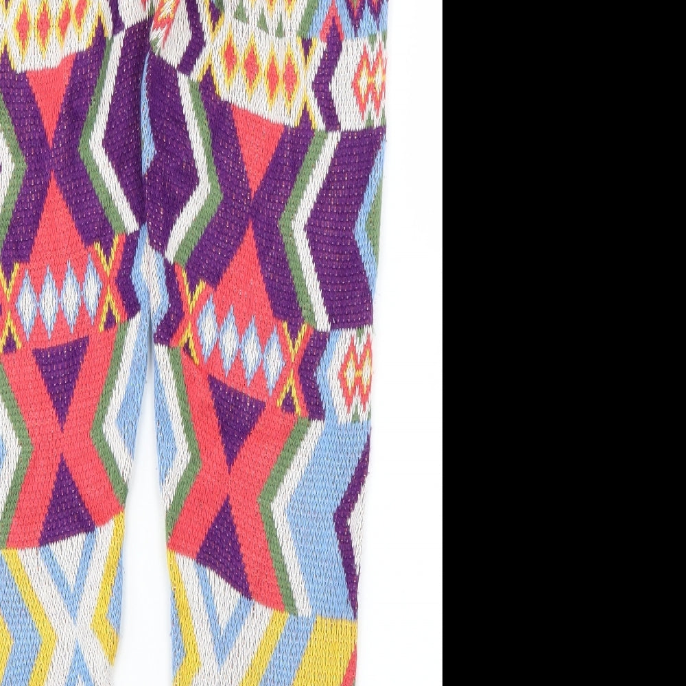 Topshop Womens Purple Geometric Knit Jogger Trousers Size 12 L26 in
