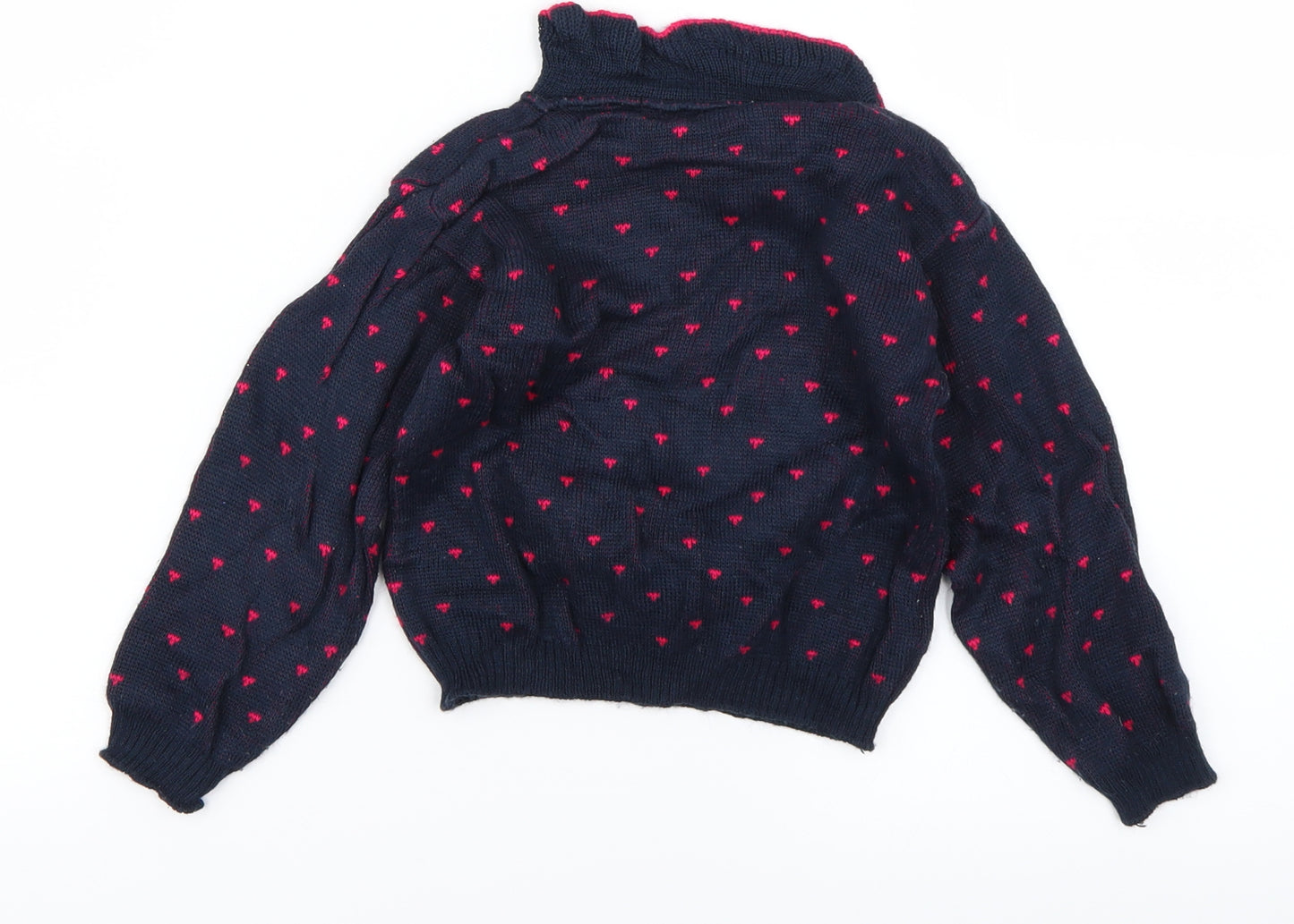 BHS Girls Blue Spotted Knit Pullover Jumper Size 3 Years  - Christmas Jumper