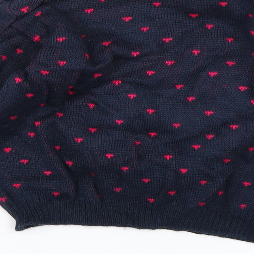 BHS Girls Blue Spotted Knit Pullover Jumper Size 3 Years  - Christmas Jumper