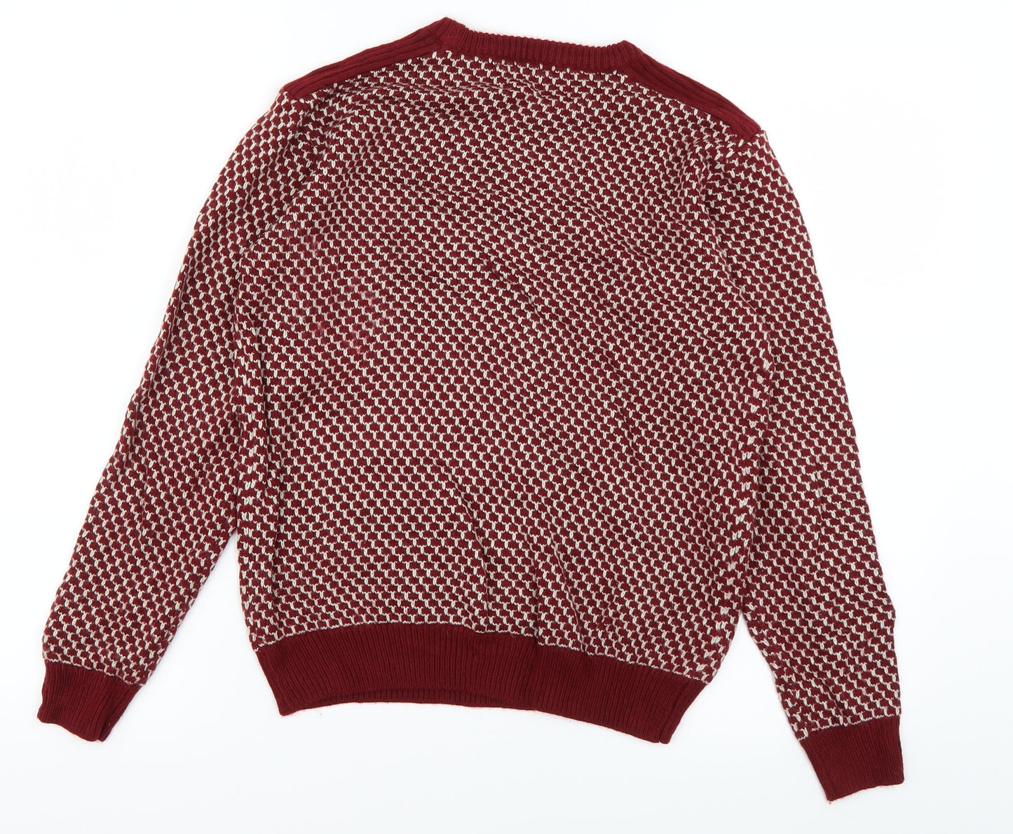 George Boys Red Check Knit Pullover Jumper Size 12-13 Years