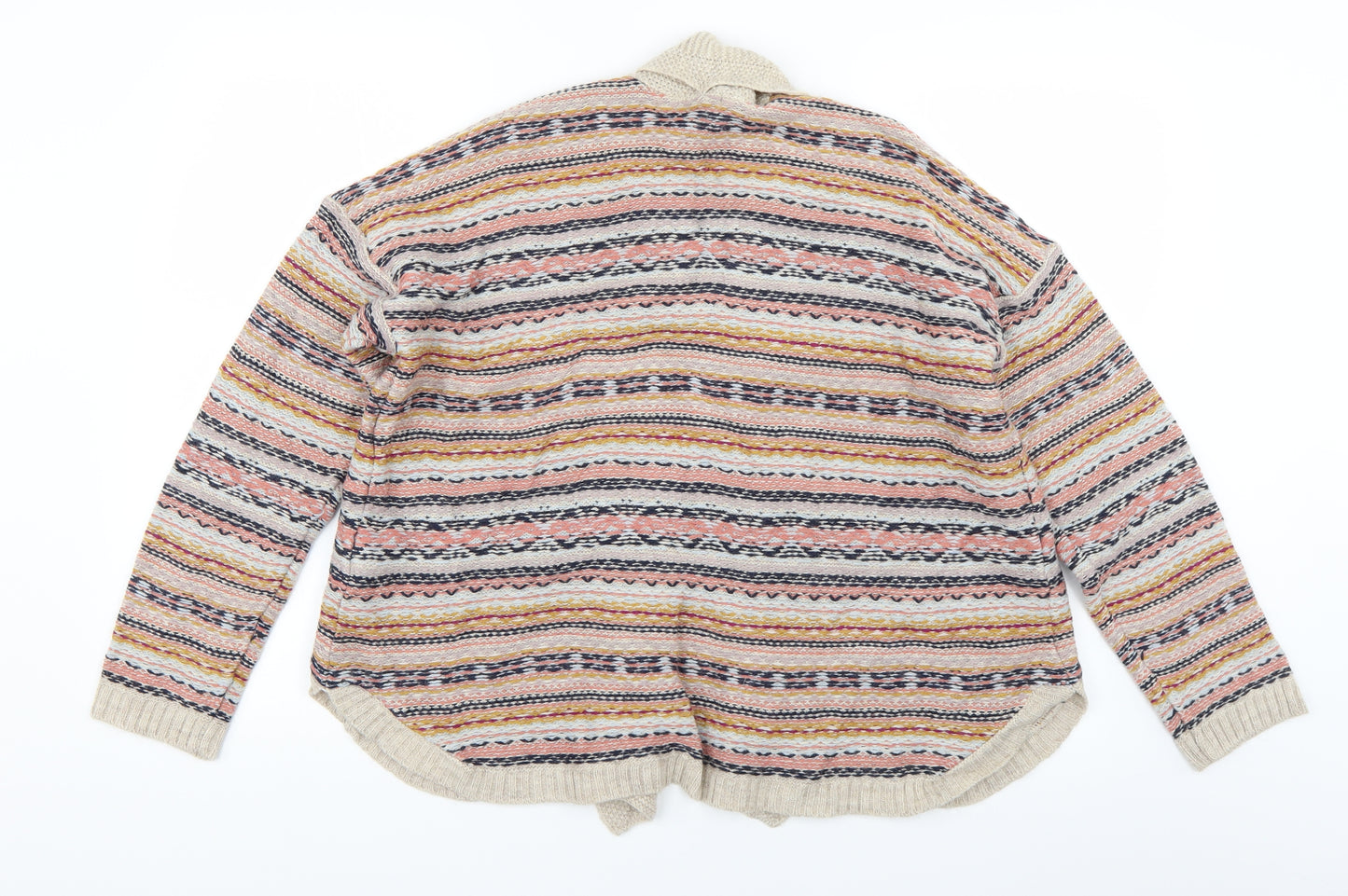 Indigo Womens Beige Striped Knit Cardigan Jumper Size 14