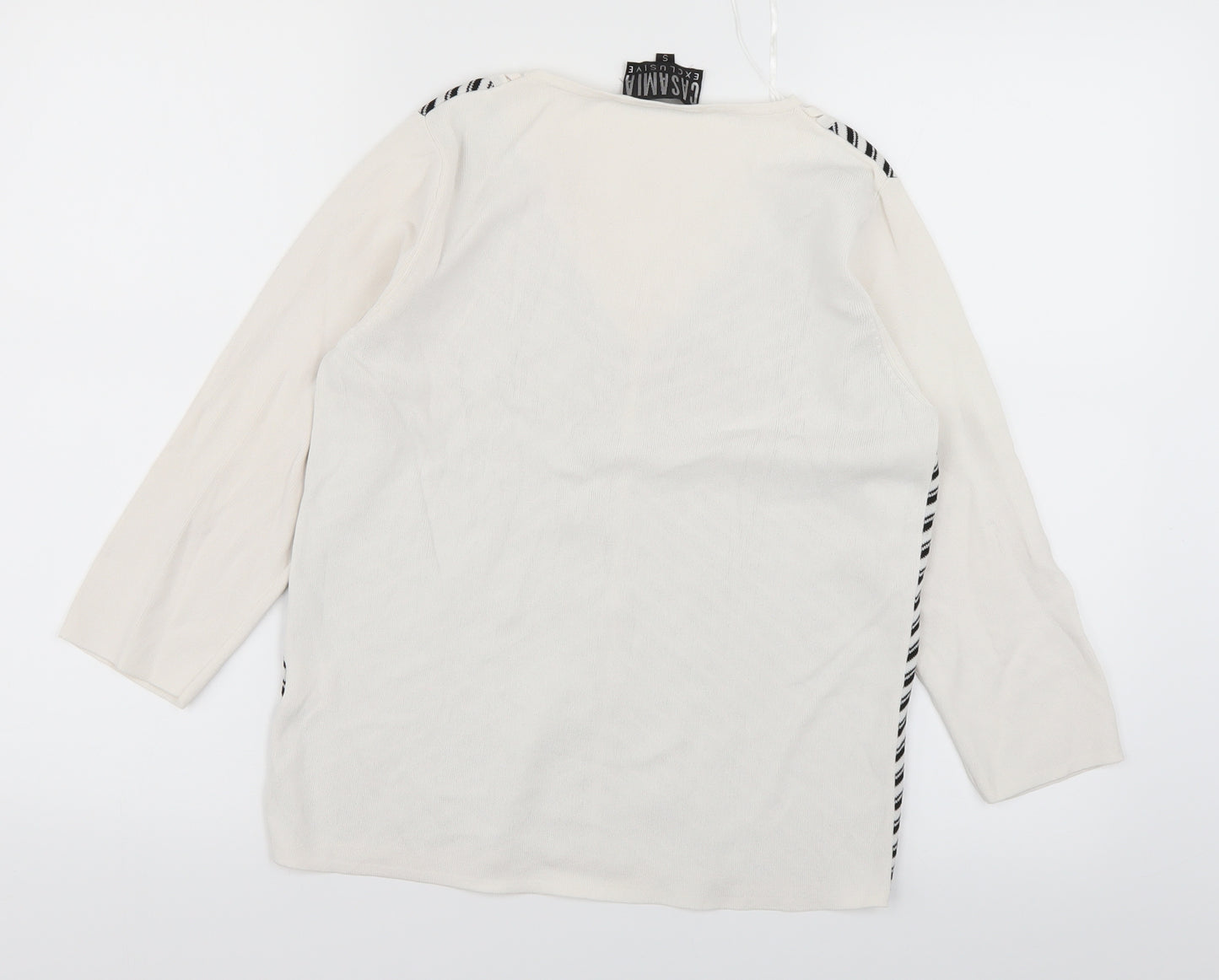 Casamia Womens White Striped Knit Pullover Jumper Size S