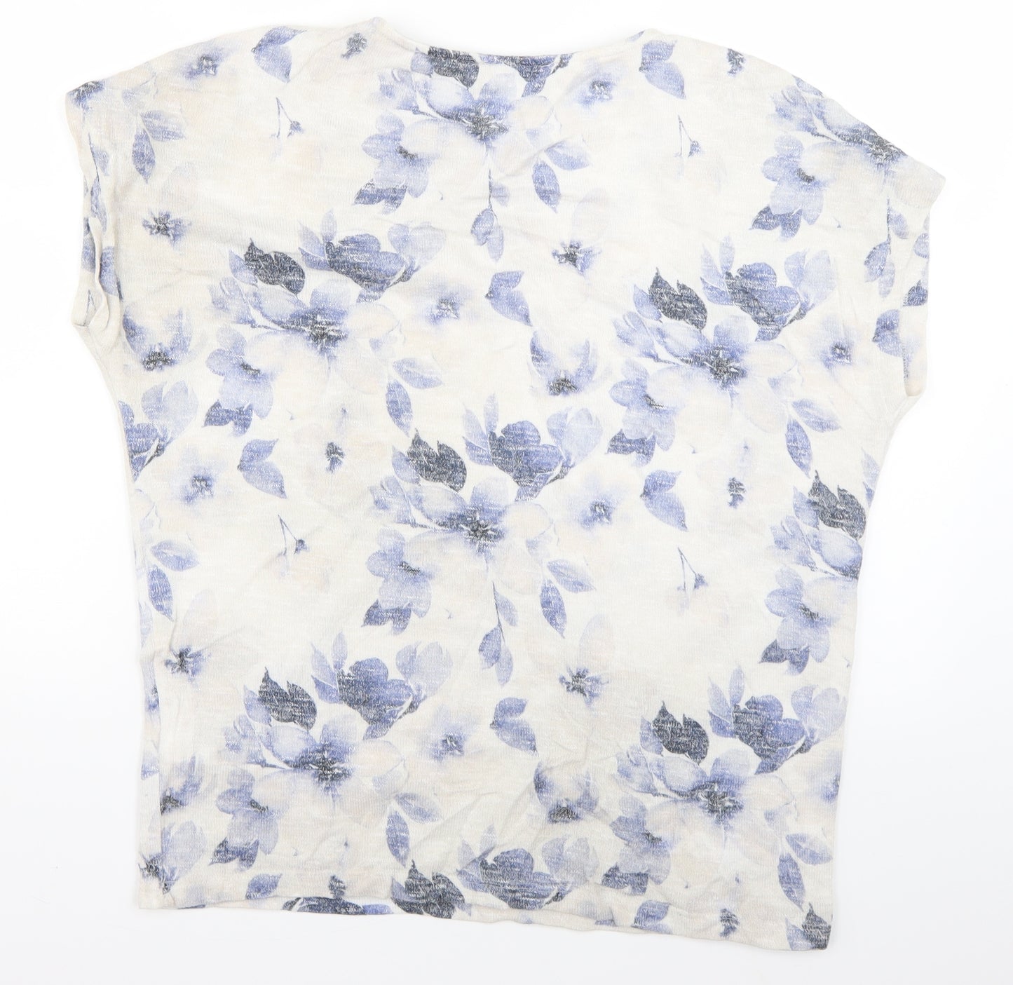 TU Womens White Floral  Basic T-Shirt Size 10
