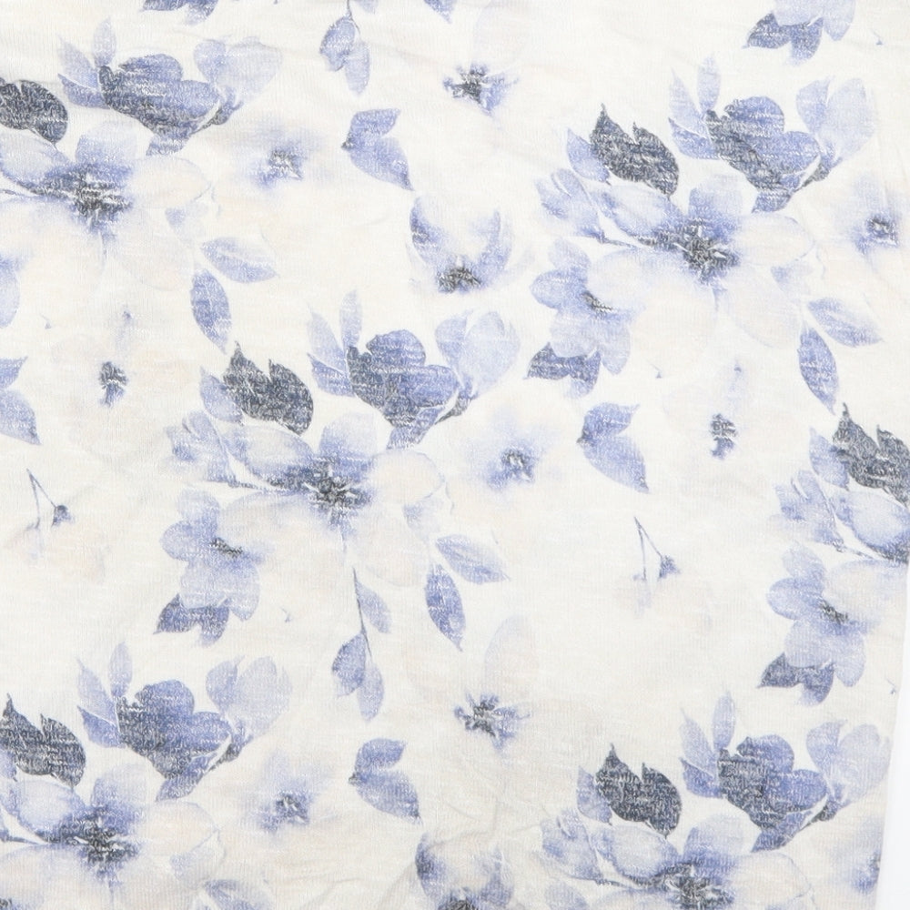 TU Womens White Floral  Basic T-Shirt Size 10