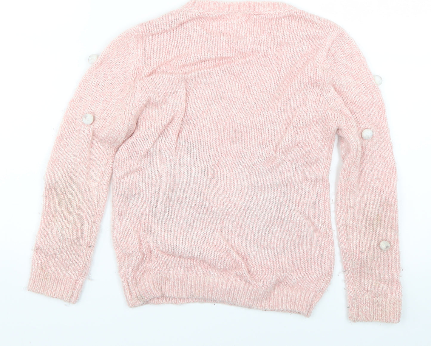 F&F Girls Pink  Knit Pullover Jumper Size 7-8 Years  - Christmas Jumper