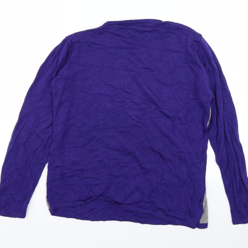 Fay Louise Womens Purple Floral Knit Pullover Jumper Size L