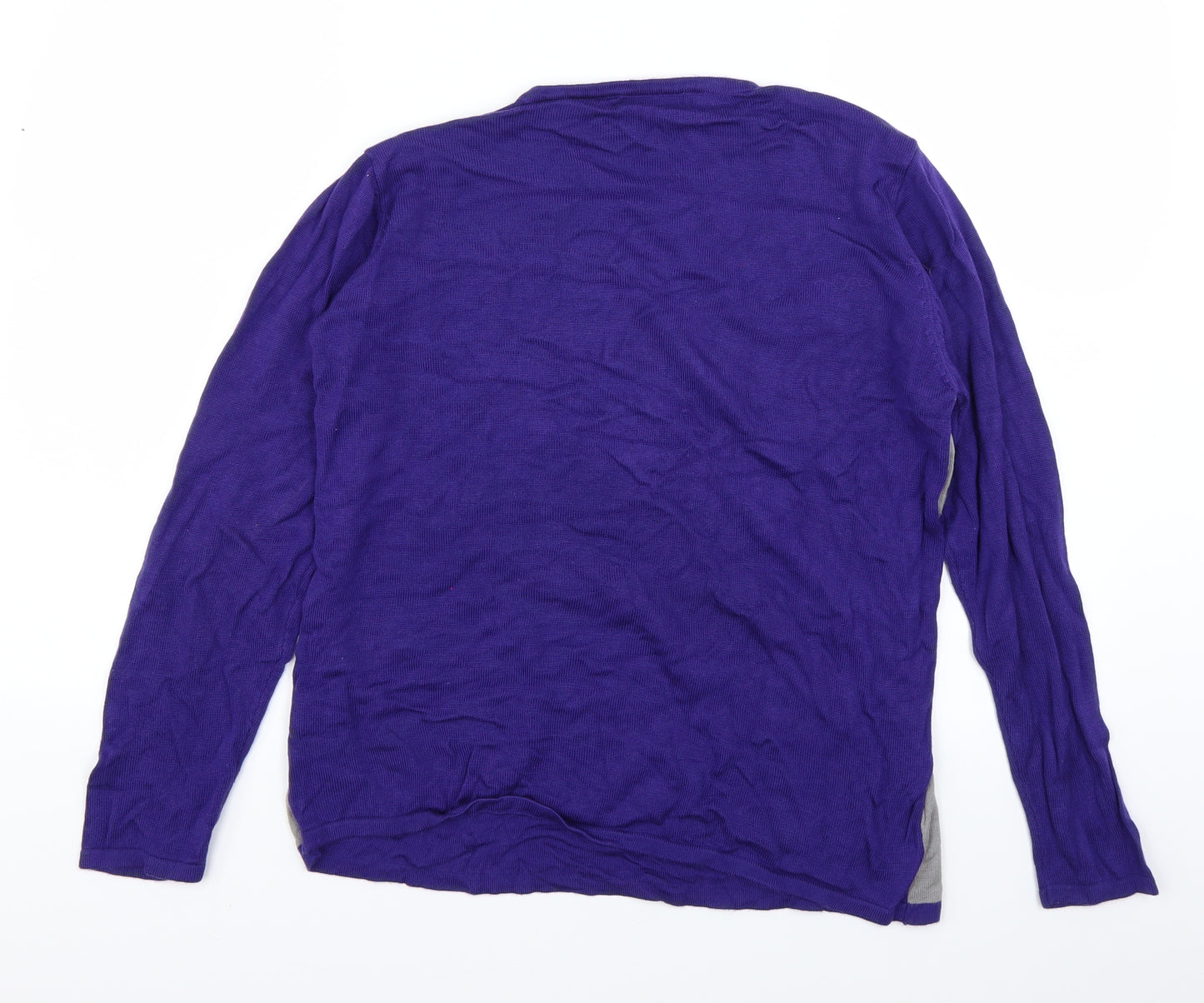 Fay Louise Womens Purple Floral Knit Pullover Jumper Size L