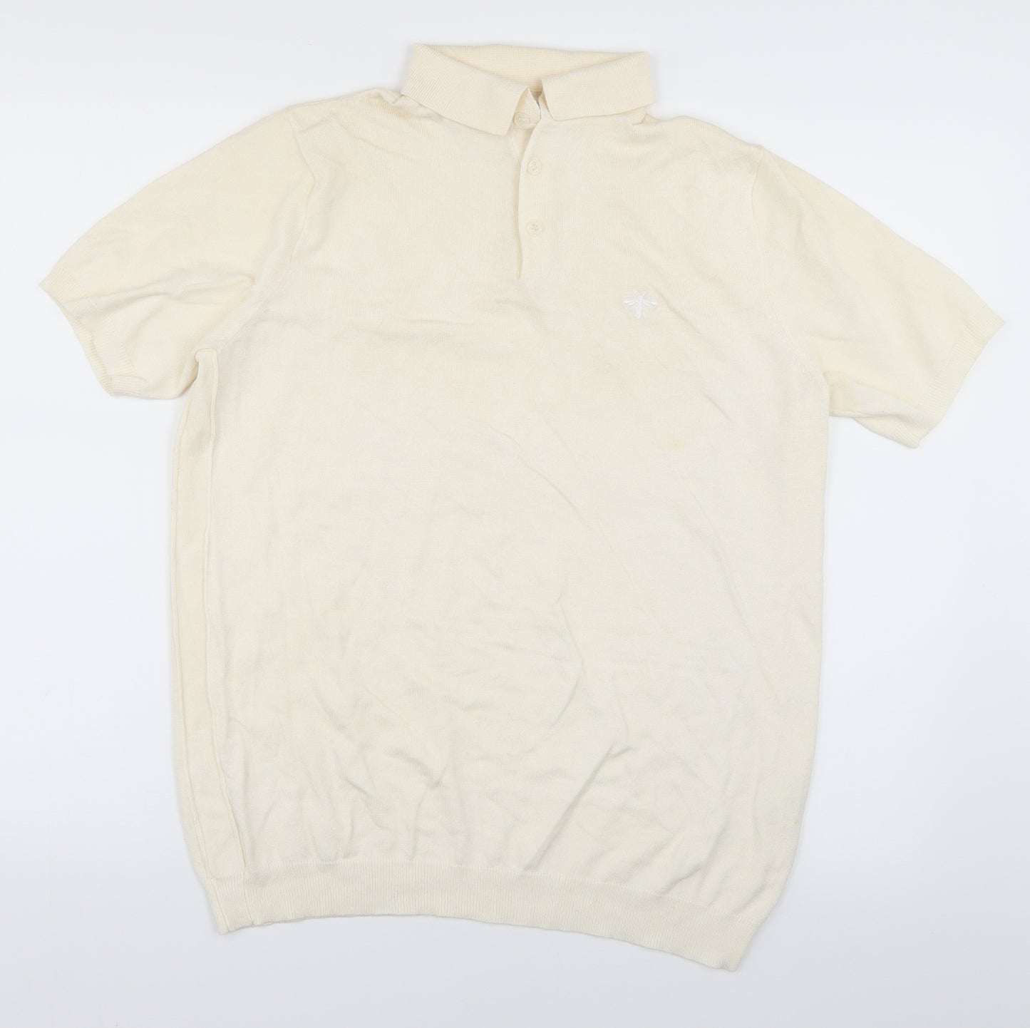 River Island Mens Ivory  Knit  Button-Up Size M