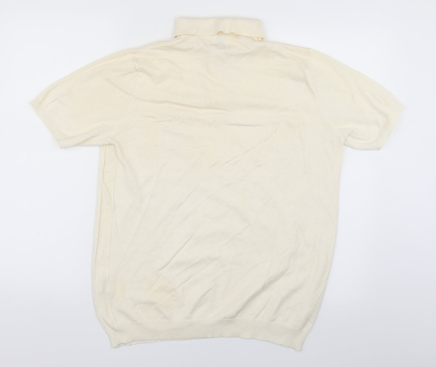 River Island Mens Ivory  Knit  Button-Up Size M