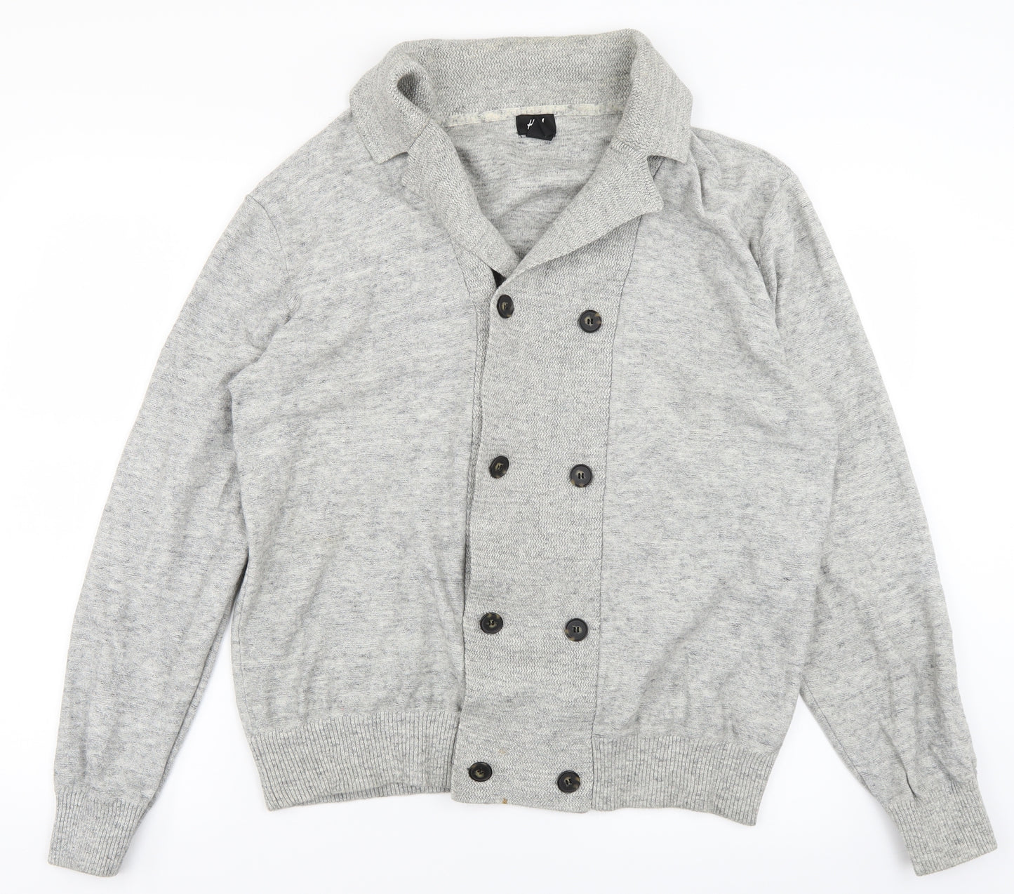H&M Mens Grey  Knit Cardigan Jumper Size XL