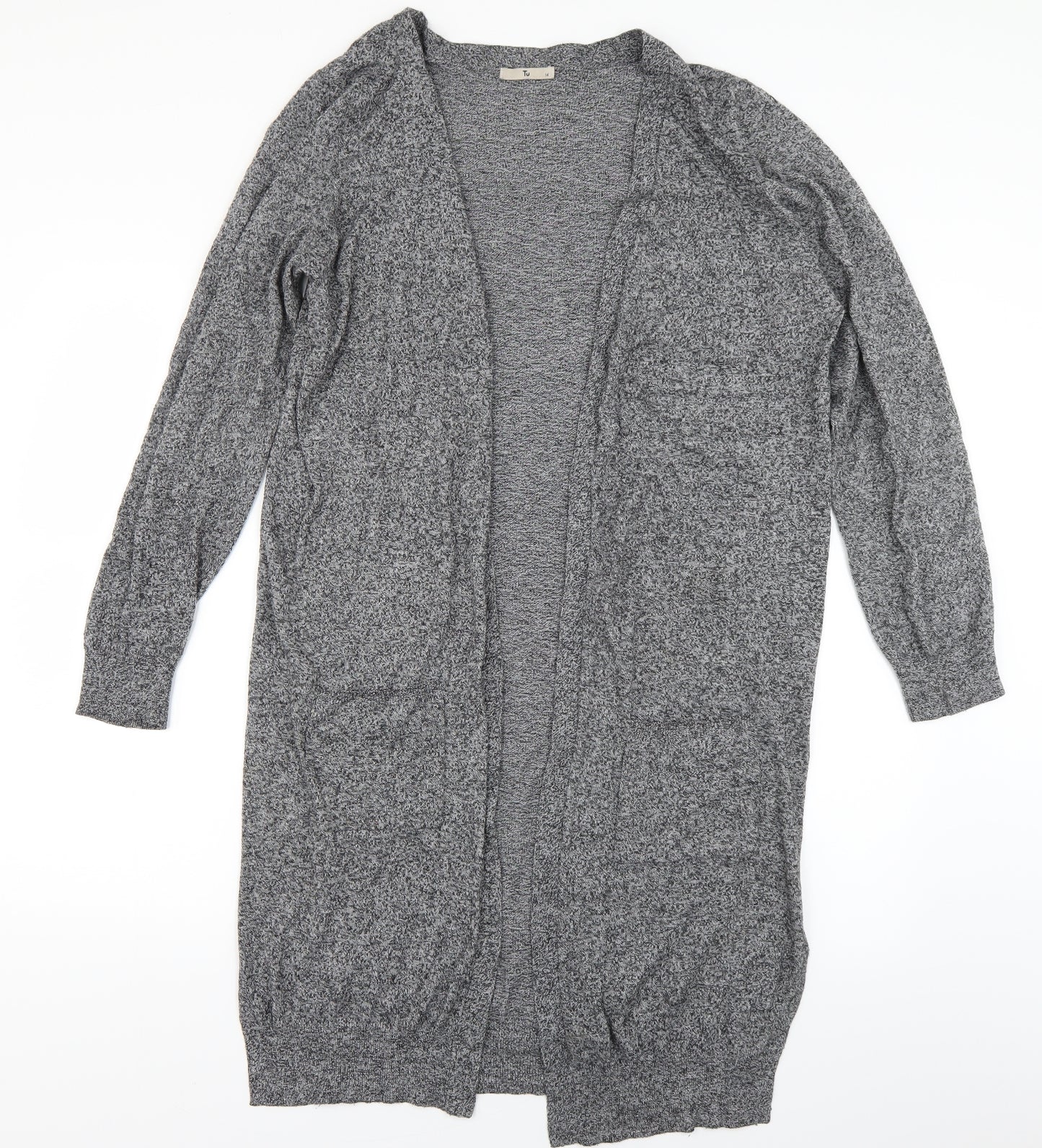 TU Womens Grey  Knit Cardigan Jumper Size 14