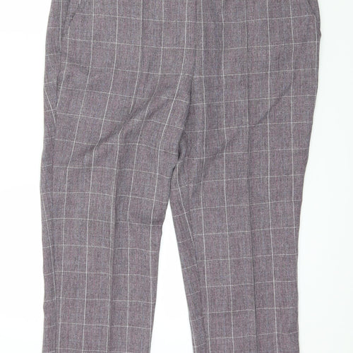 Damart Womens Purple Check  Trousers  Size 16 L25 in