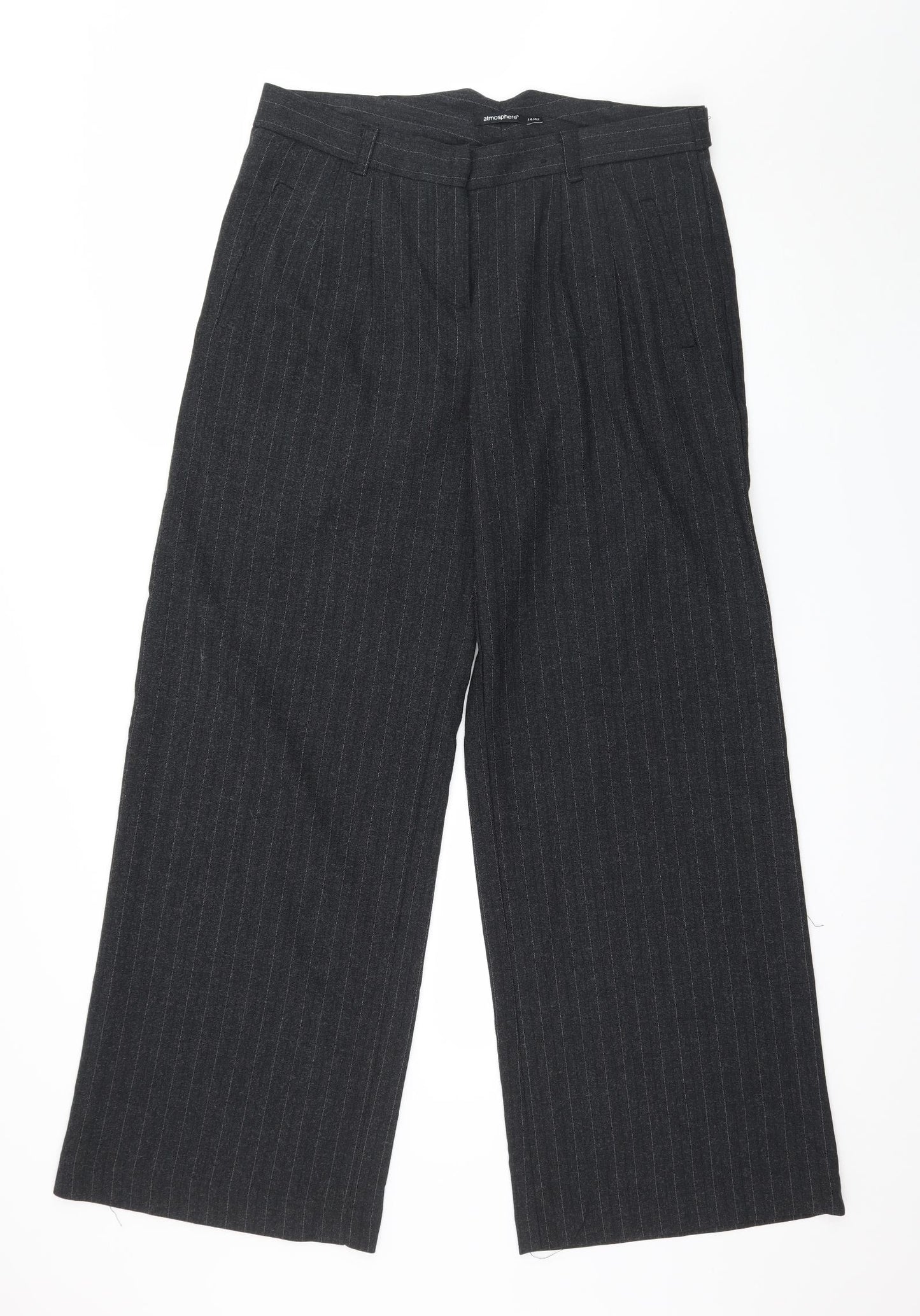 Atmosphere Womens Grey Striped  Trousers  Size 14 L31 in