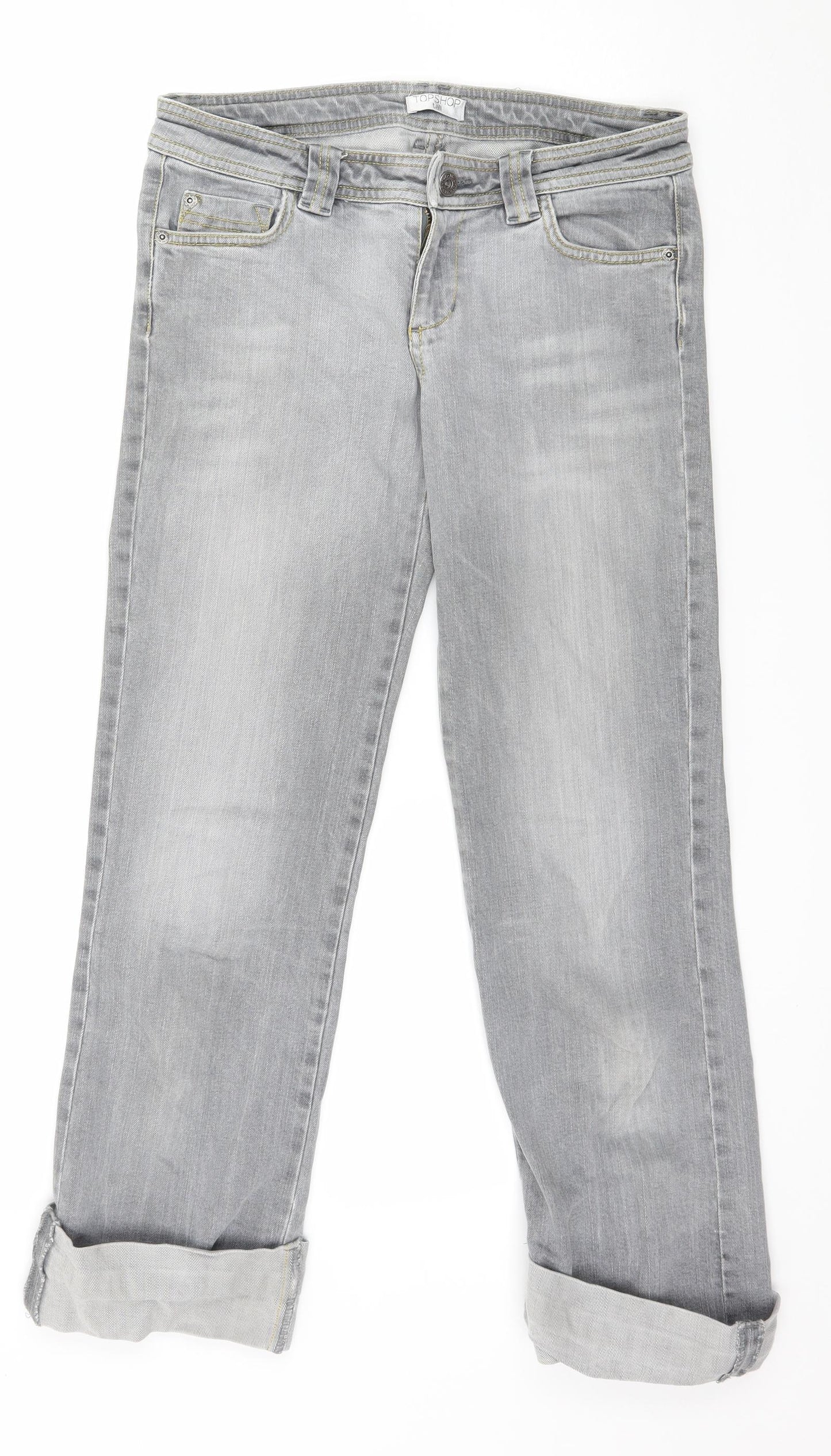 Topshop Womens Grey  Denim Straight Jeans Size 8 L27 in