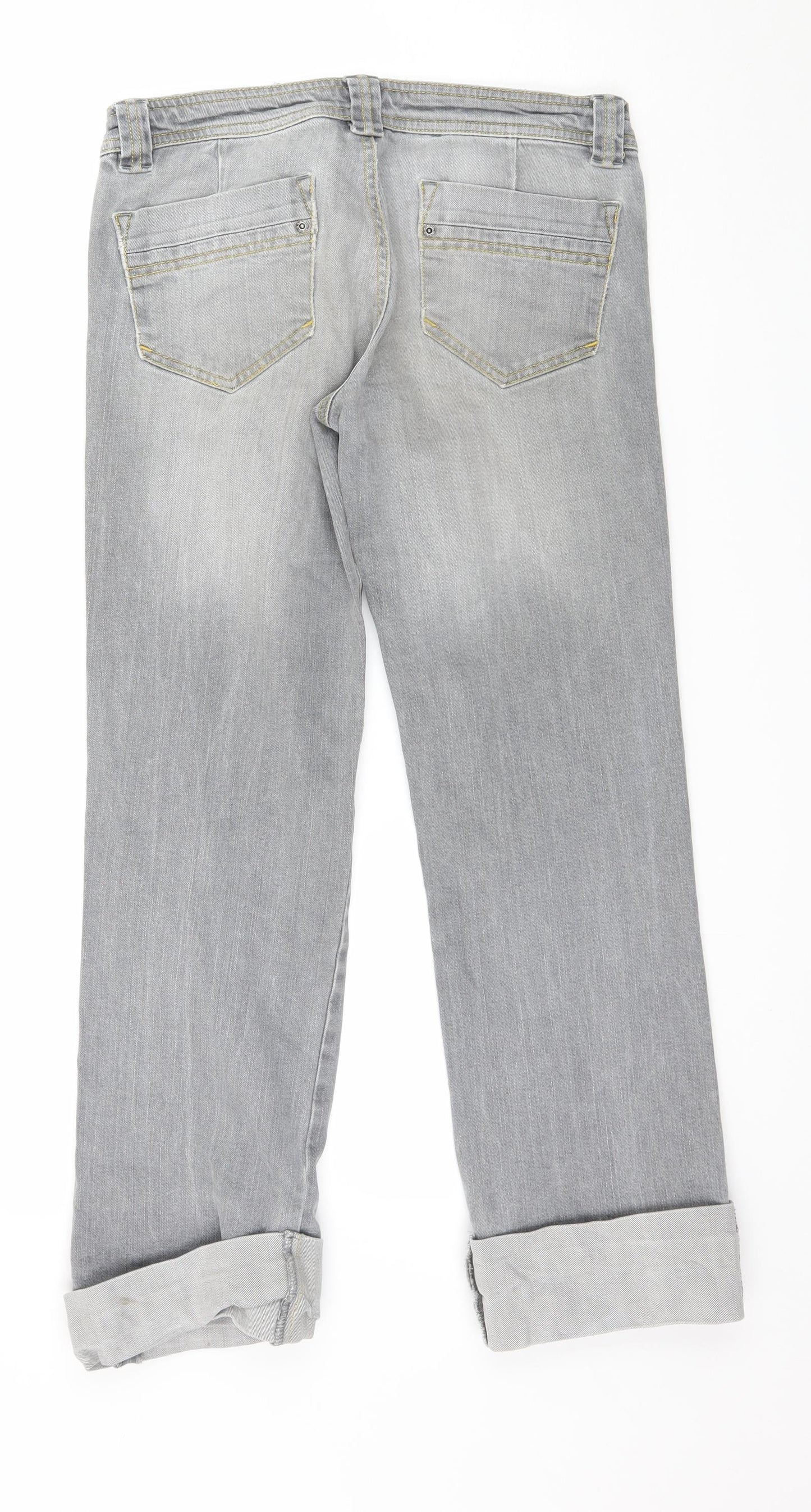Topshop Womens Grey  Denim Straight Jeans Size 8 L27 in