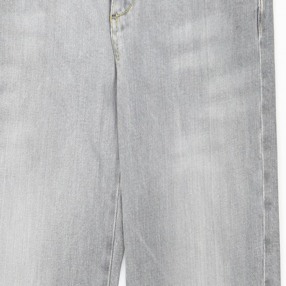 Topshop Womens Grey  Denim Straight Jeans Size 8 L27 in