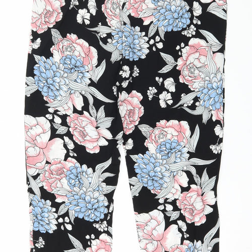 Select Womens Black Floral  Trousers  Size 10 L26 in