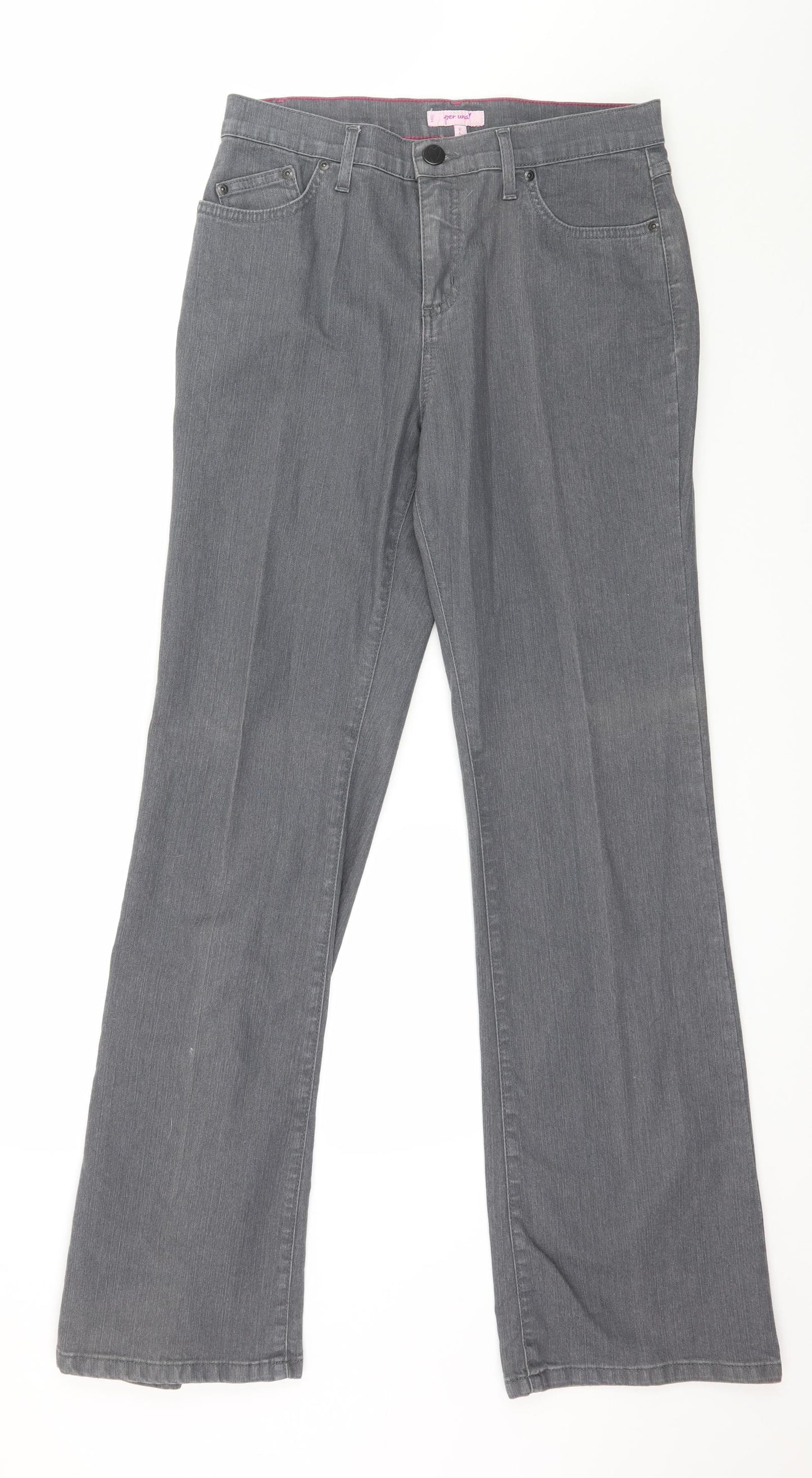 Marks and Spencer Womens Grey  Denim Straight Jeans Size 12 L33 in