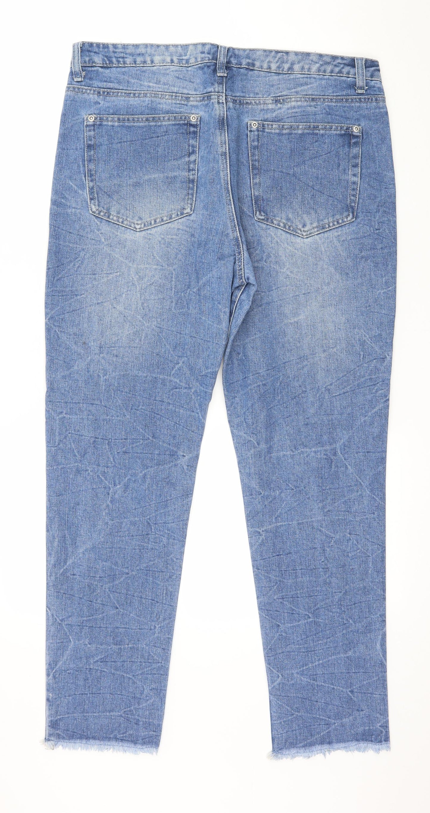 Boohoo Womens Blue  Denim Straight Jeans Size 14 L29 in