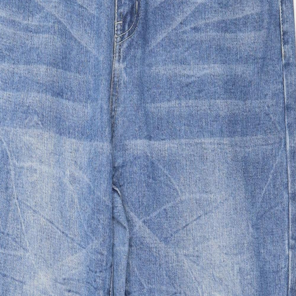 Boohoo Womens Blue  Denim Straight Jeans Size 14 L29 in
