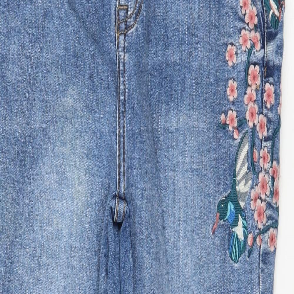 New Look Womens Blue Floral Denim Skinny Jeans Size 10 L26 in