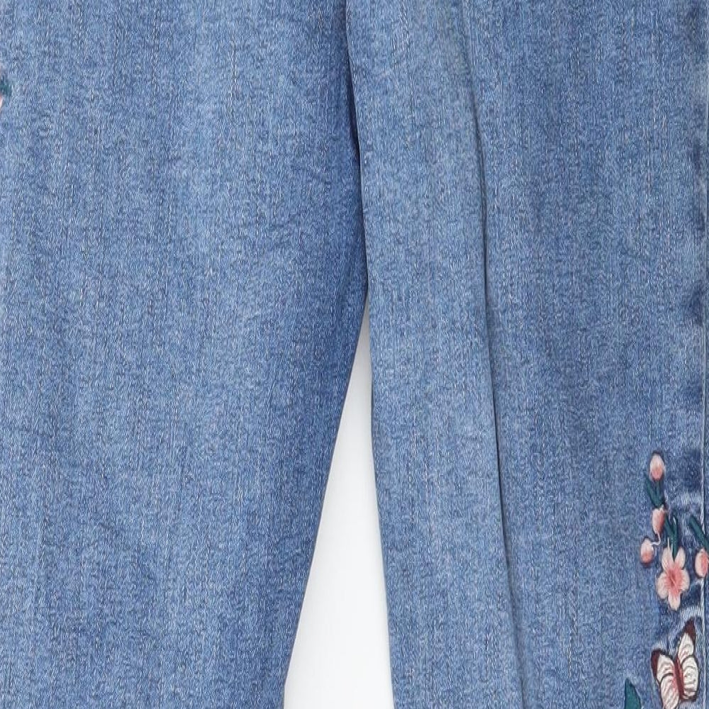 New Look Womens Blue Floral Denim Skinny Jeans Size 10 L26 in