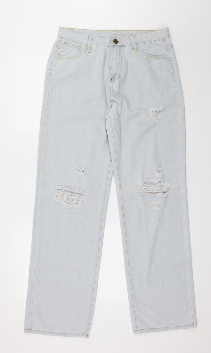 Preworn Womens Blue  Denim Wide-Leg Jeans Size 32 in L30 in