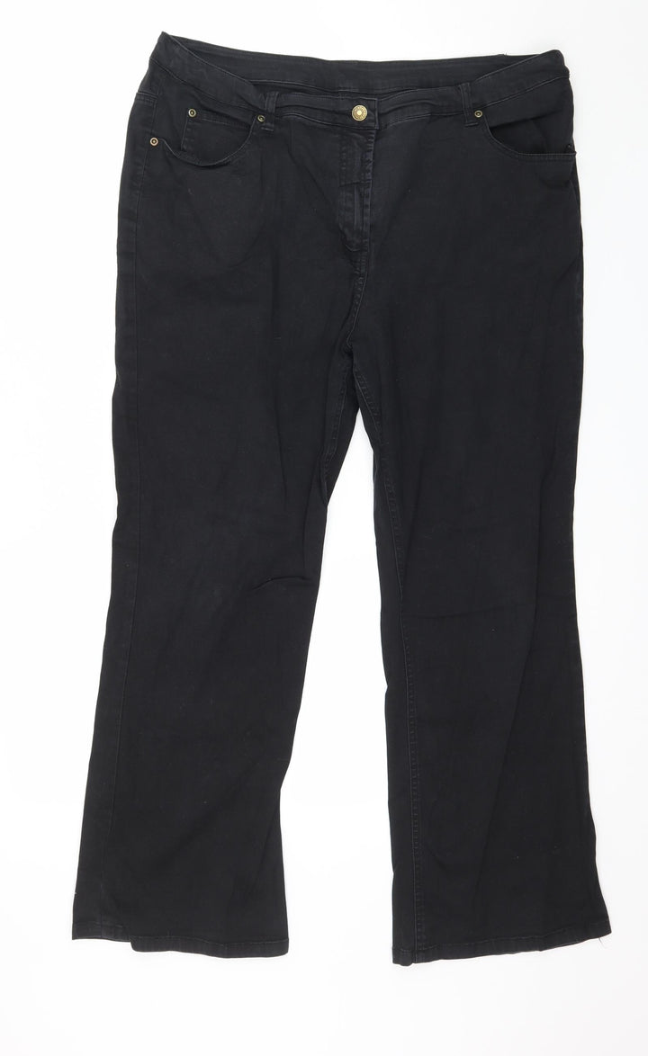 Preworn Womens Black Denim Straight Jeans Size 16 L27 in
