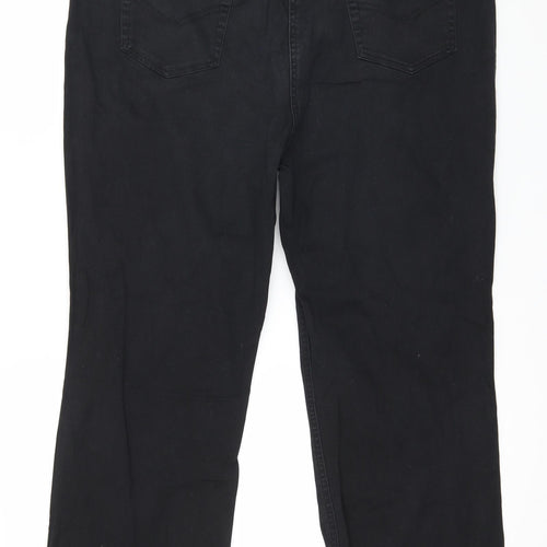 Preworn Womens Black  Denim Straight Jeans Size 16 L27 in