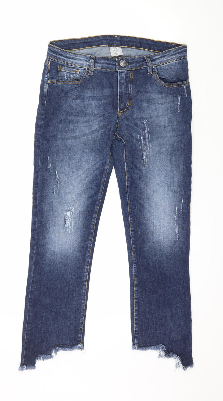 R Denim Womens Blue Denim Cropped Jeans Size M L24 in
