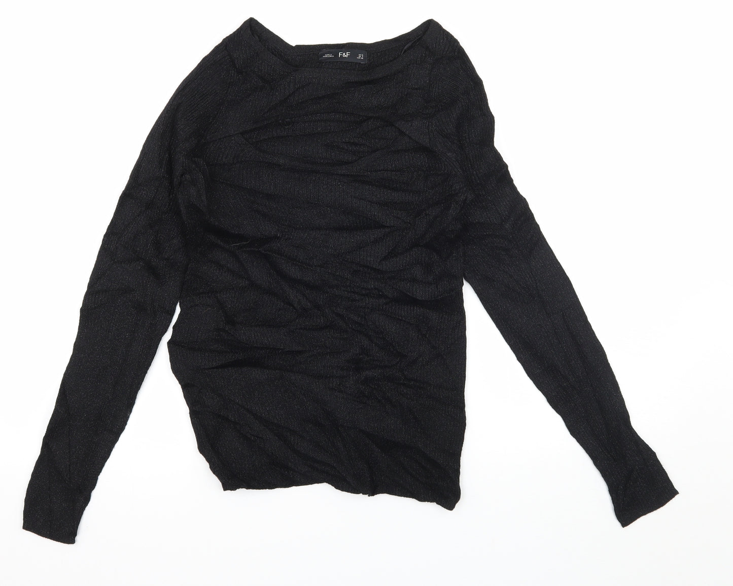 F&F Womens Black  Knit Pullover Jumper Size 10  - Cut Out Neckline