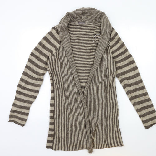 Cocogio Womens Beige Striped Knit Cardigan Jumper Size M