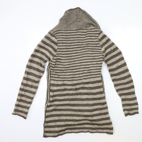 Cocogio Womens Beige Striped Knit Cardigan Jumper Size M