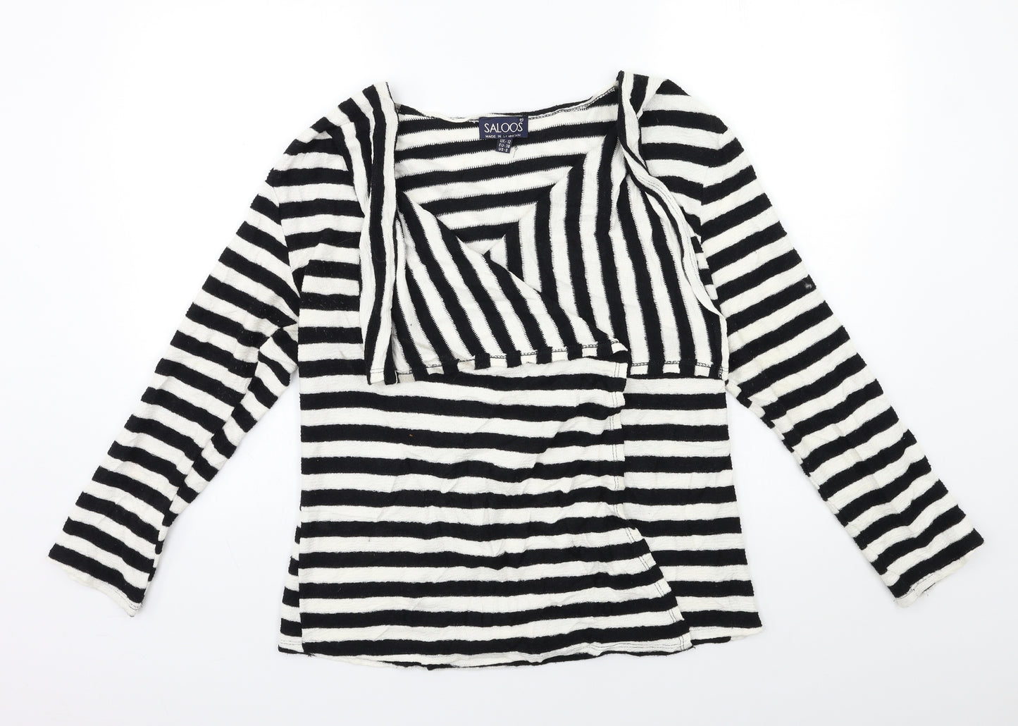 Saloos Womens Black Striped Knit Cardigan Jumper Size 12