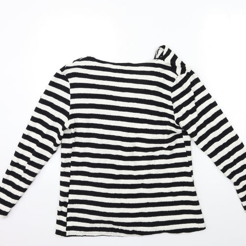 Saloos Womens Black Striped Knit Cardigan Jumper Size 12