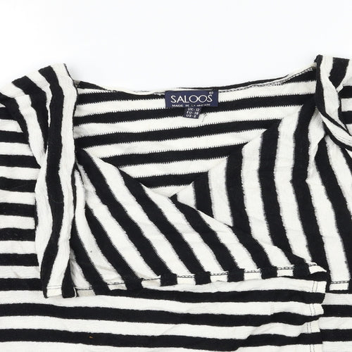 Saloos Womens Black Striped Knit Cardigan Jumper Size 12