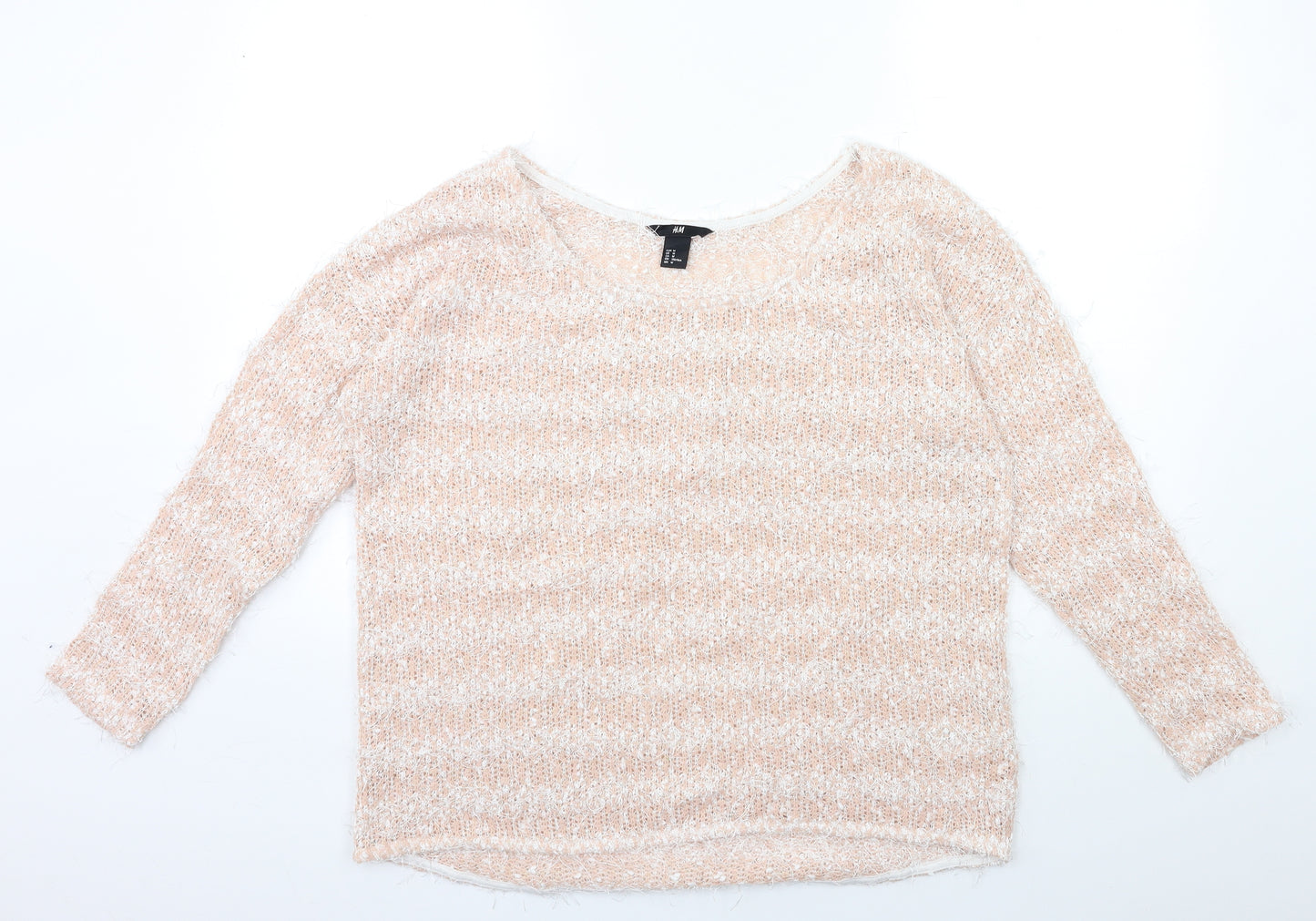 H&M Womens Pink Striped Knit Pullover Jumper Size M
