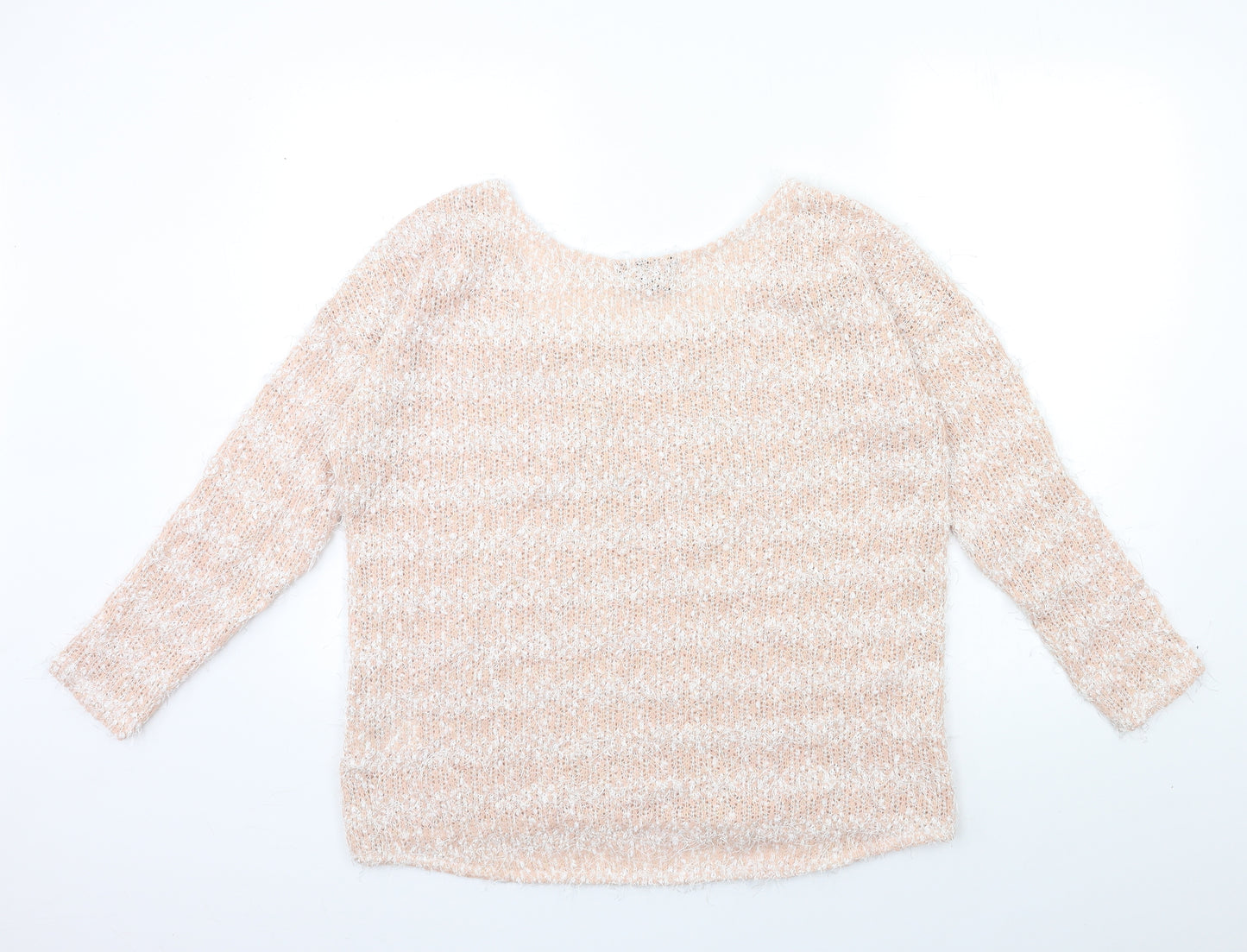 H&M Womens Pink Striped Knit Pullover Jumper Size M