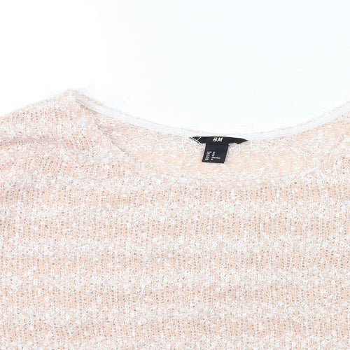 H&M Womens Pink Striped Knit Pullover Jumper Size M