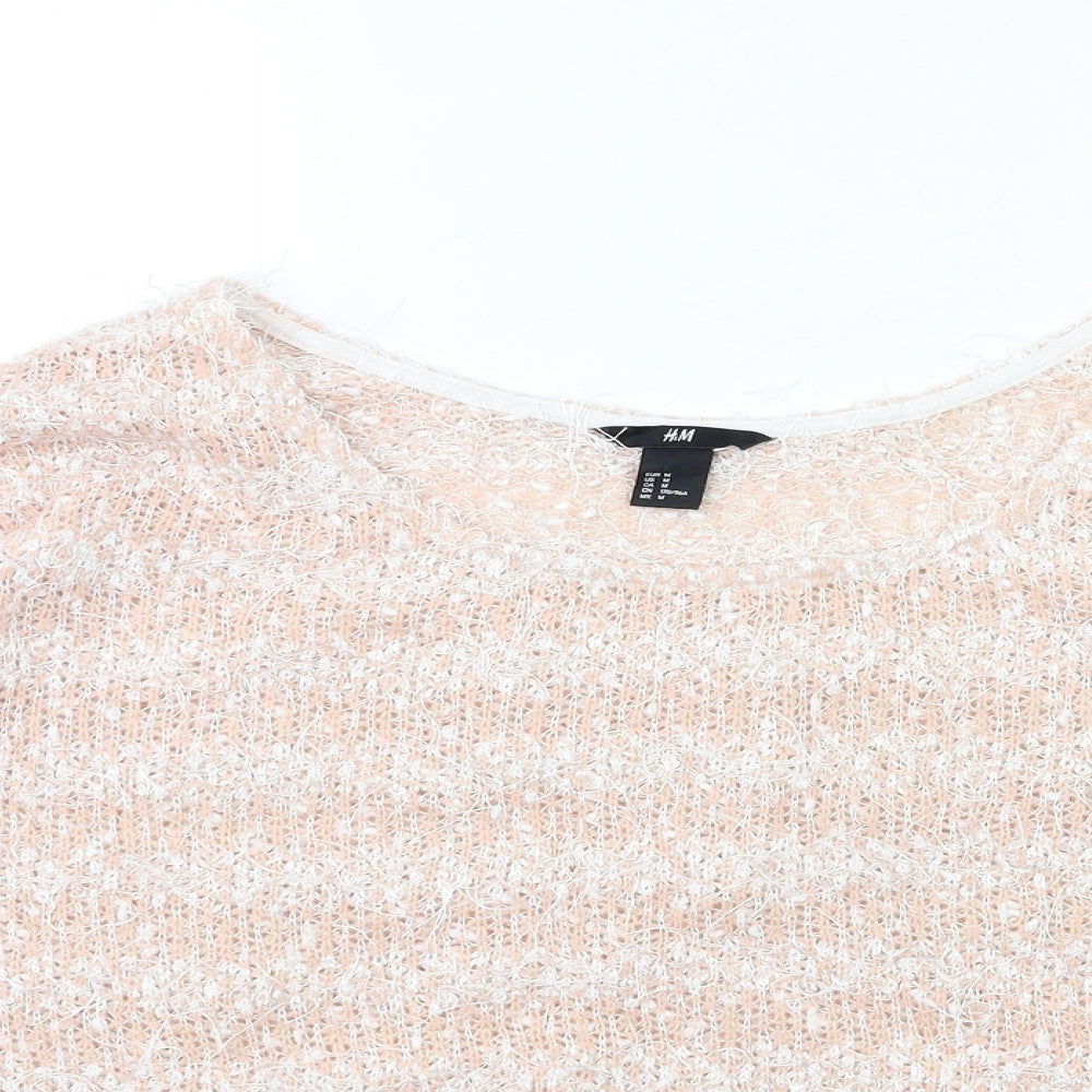 H&M Womens Pink Striped Knit Pullover Jumper Size M