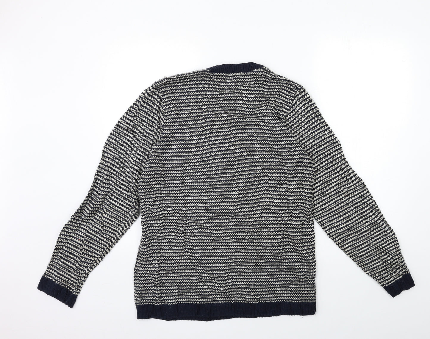 Refectory Mens Blue Striped Knit Pullover Jumper Size L