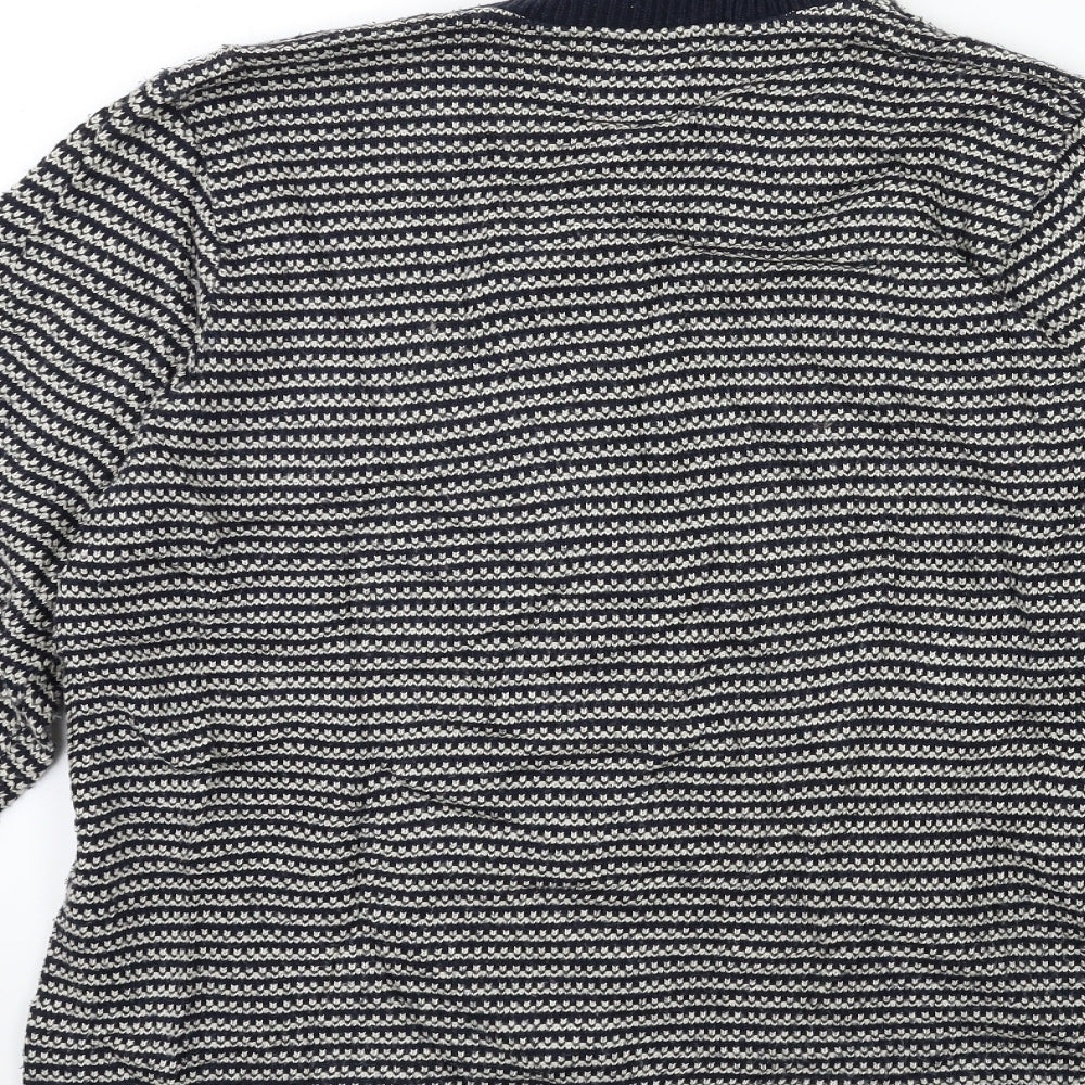 Refectory Mens Blue Striped Knit Pullover Jumper Size L