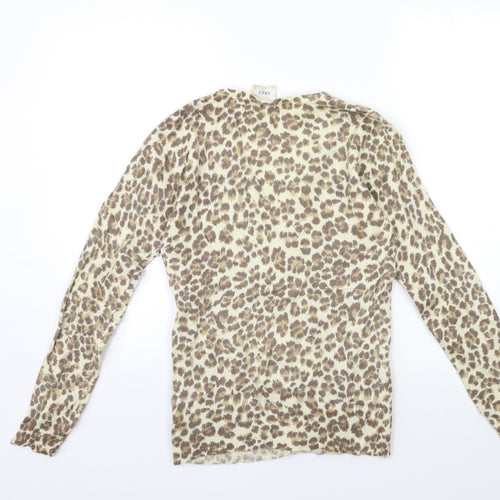NEXT Womens Beige Animal Print Knit Cardigan Jumper Size 8