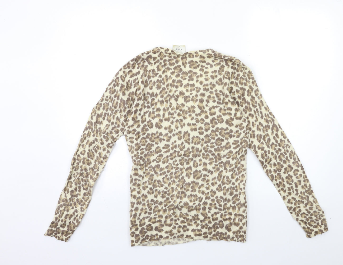 NEXT Womens Beige Animal Print Knit Cardigan Jumper Size 8