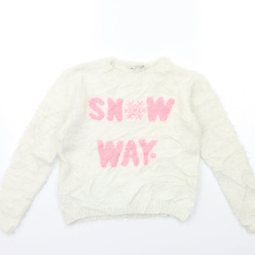 EVIE Girls White  Knit Pullover Jumper Size 11 Years