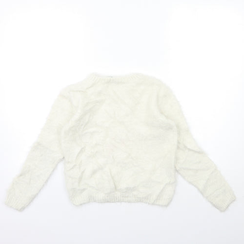 EVIE Girls White  Knit Pullover Jumper Size 11 Years